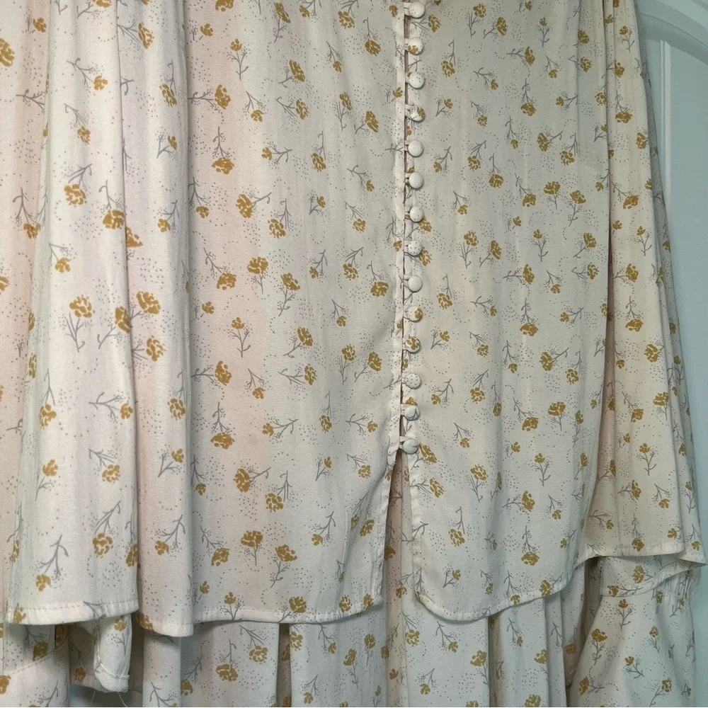 Free People Modern Muse Floral Blouse Yellow Flower Size Small Boho Flowy